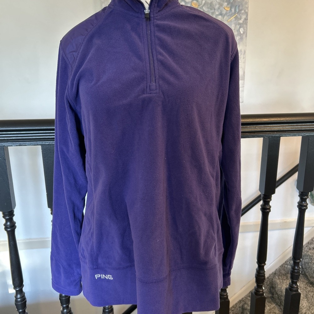 PING Golf Women's Dark Purple 1/4‎ Zip Fleece Pullover Sweatshirt Jacket Size L